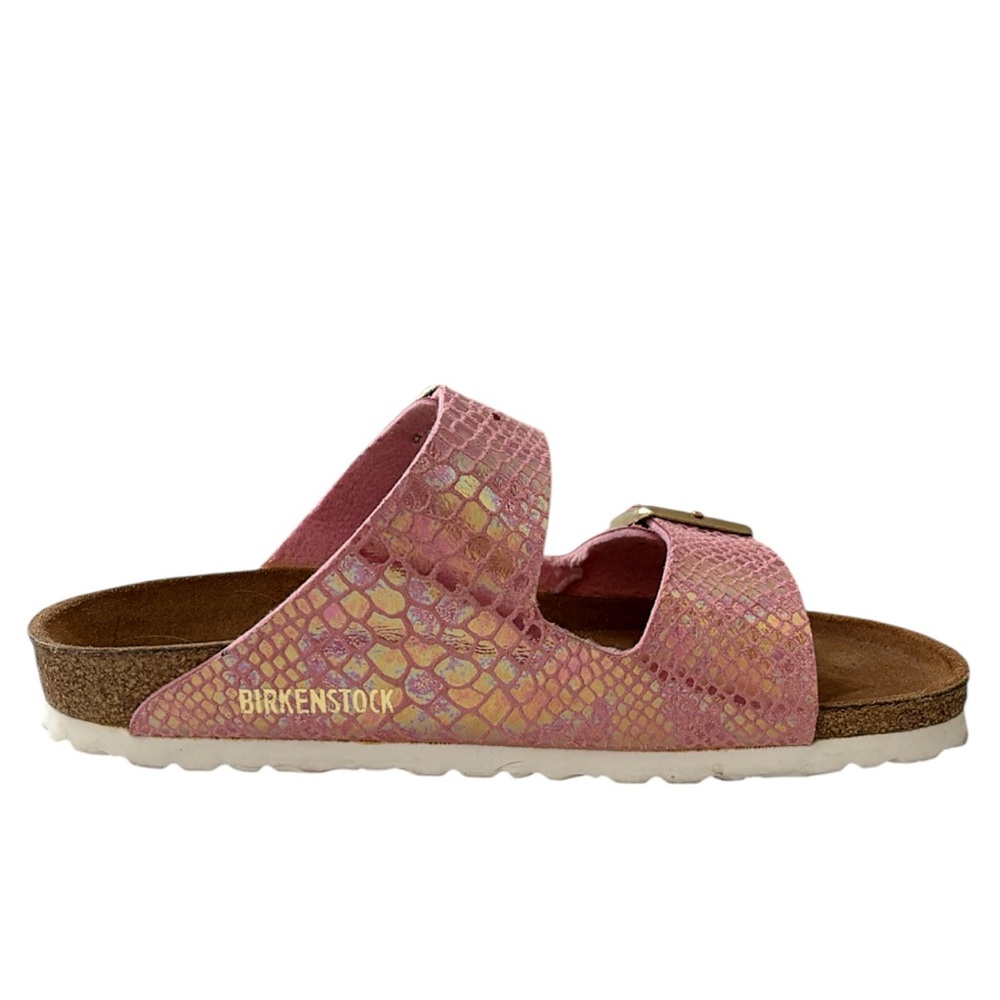 BIRKENSTOCK Women's Arizona Sydney Sandal Shiny Snake Rose Size 7 - Picture 6 of 8